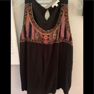 2x Spense Black Embroidered Sleeveless Top